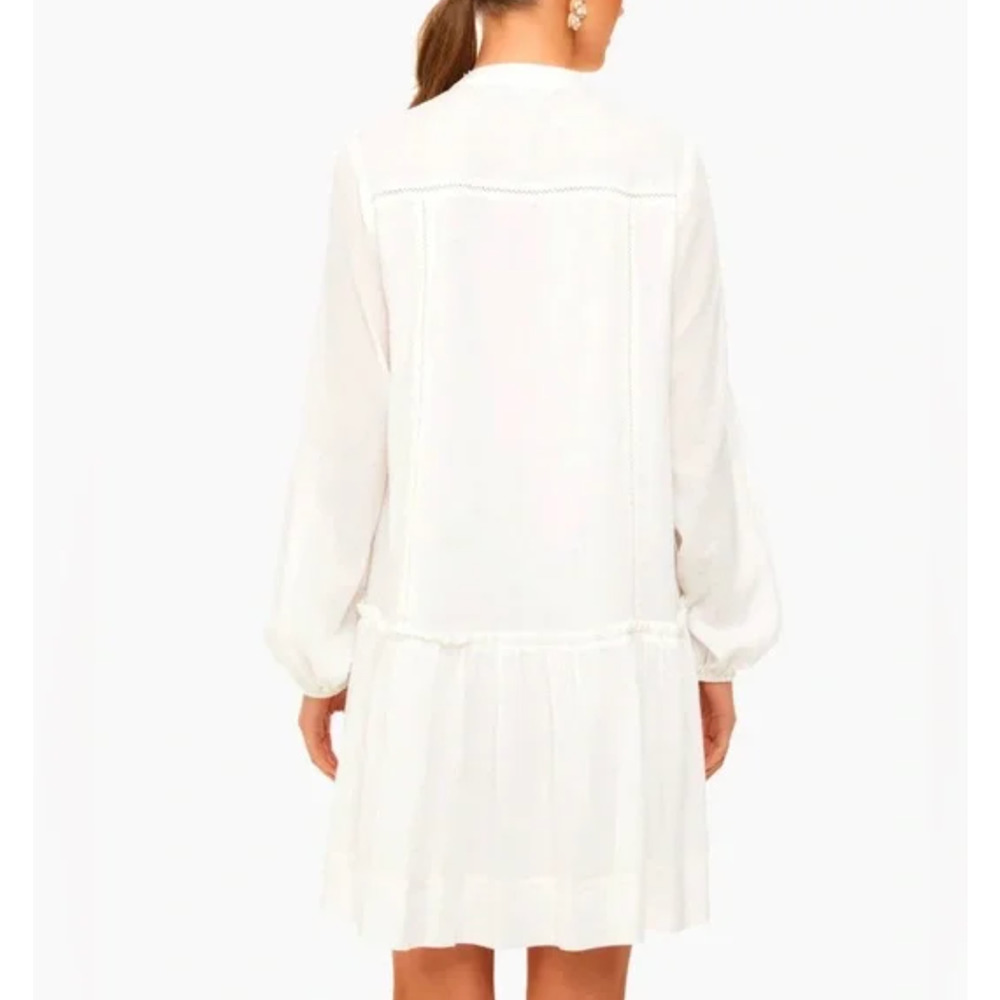 NWOT Pomander Place Ophelia Dropwaist Coverup White Beaded Vacation Dress Large - Picture 3 of 10